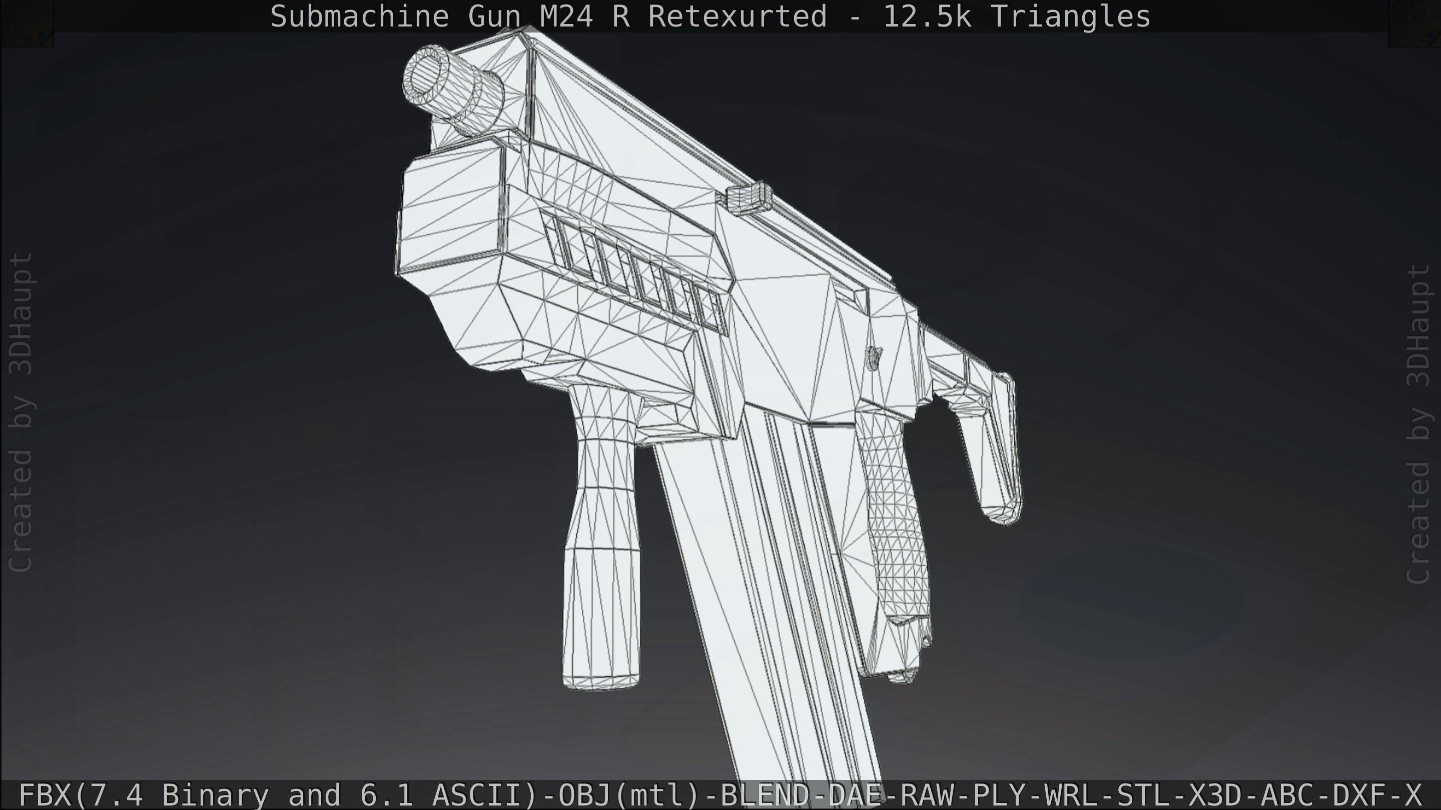 Submachine Gun M24 R Retexurted Low-poly 3D model_189