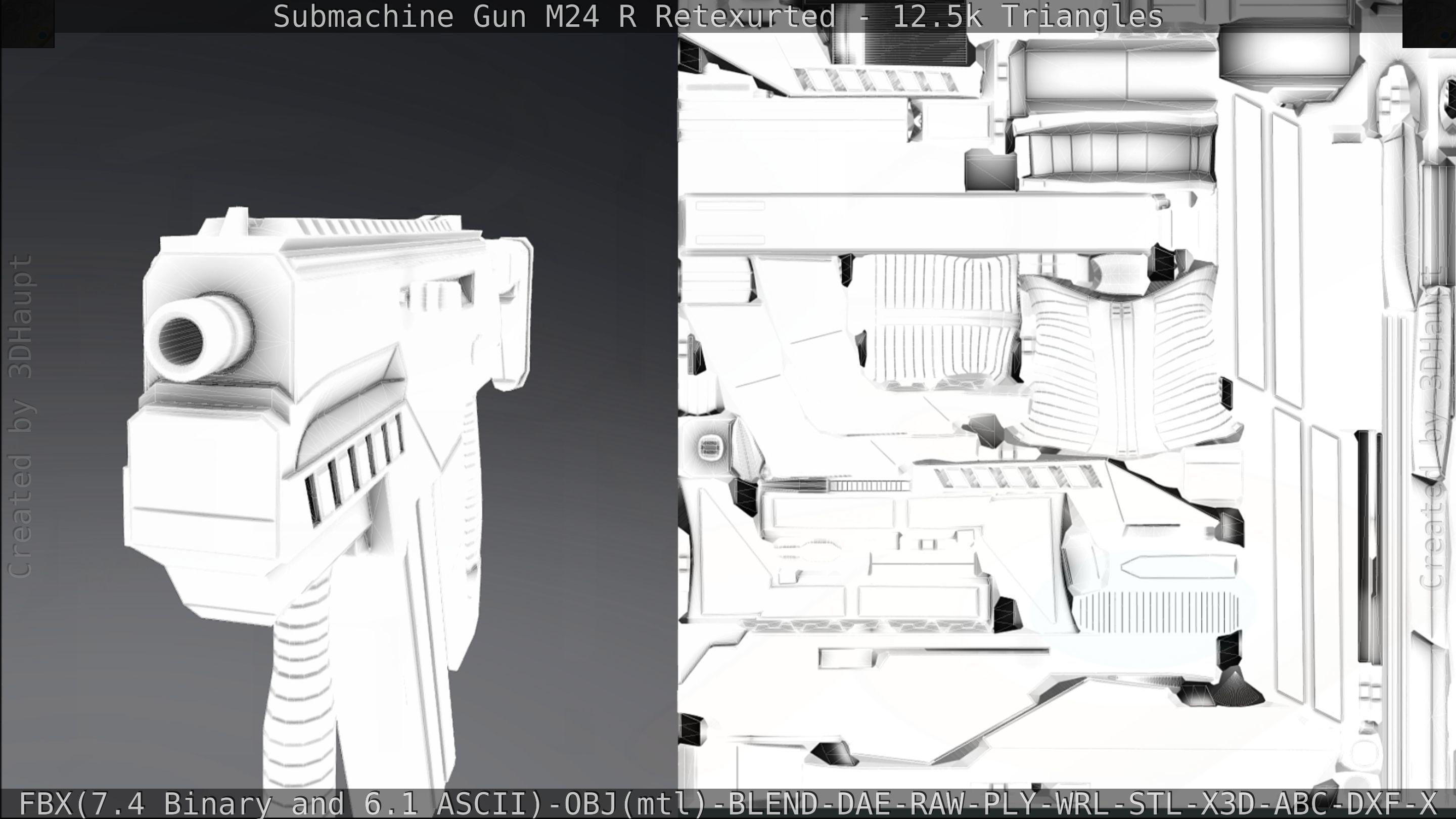 Submachine Gun M24 R Retexurted Low-poly 3D model_321
