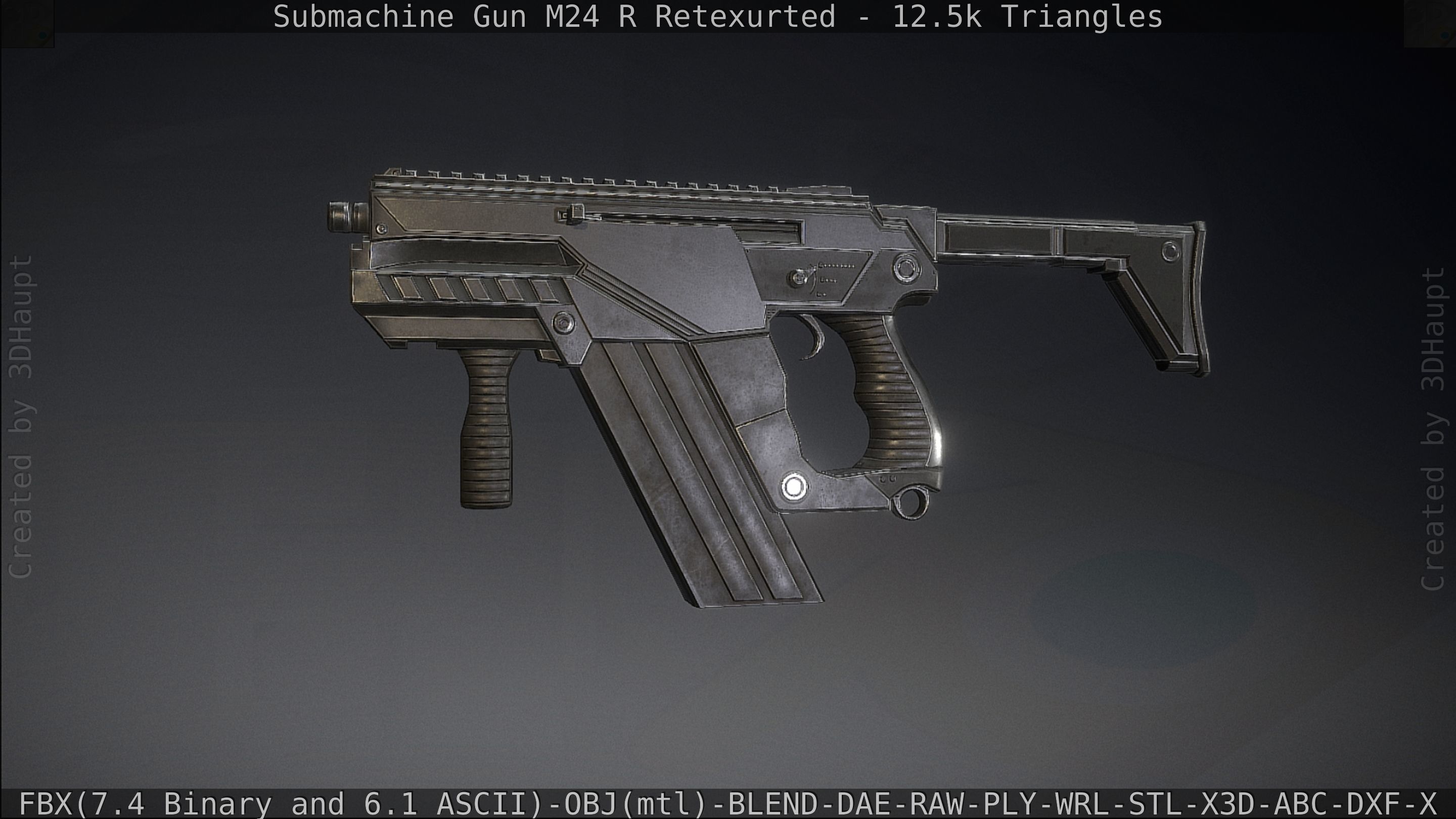 Submachine Gun M24 R Retexurted Low-poly 3D model_171