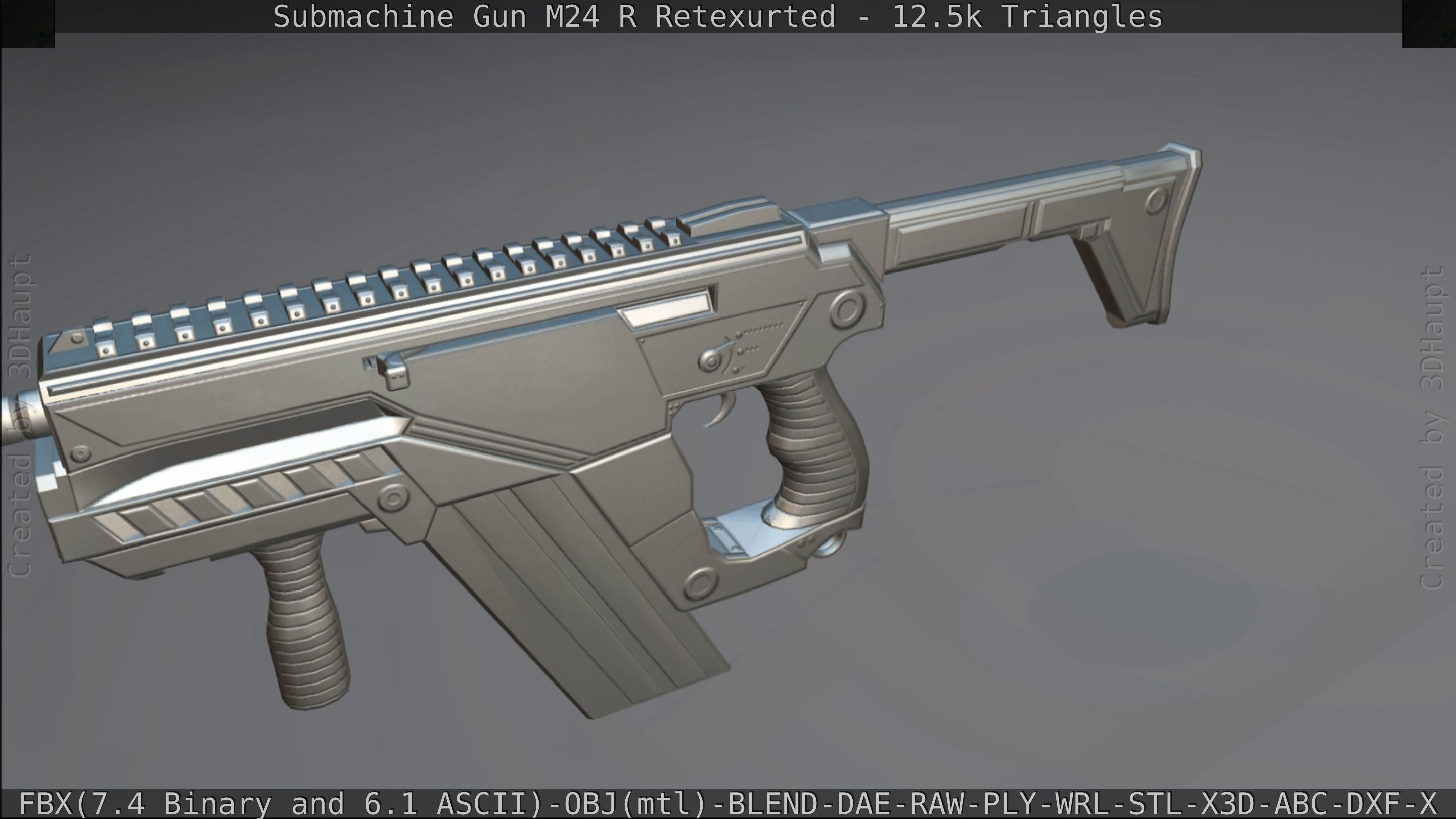 Submachine Gun M24 R Retexurted Low-poly 3D model_426