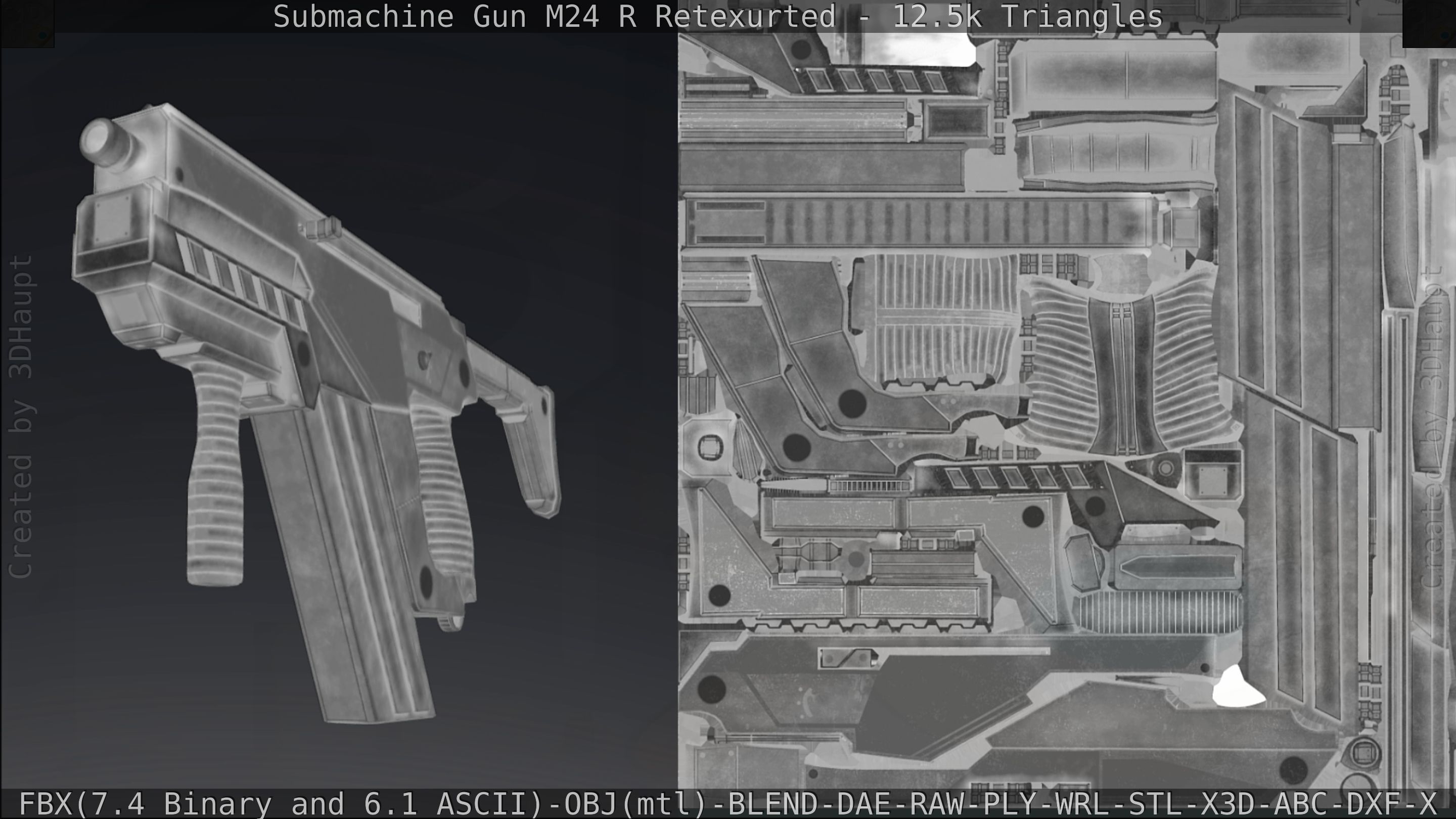 Submachine Gun M24 R Retexurted Low-poly 3D model_287