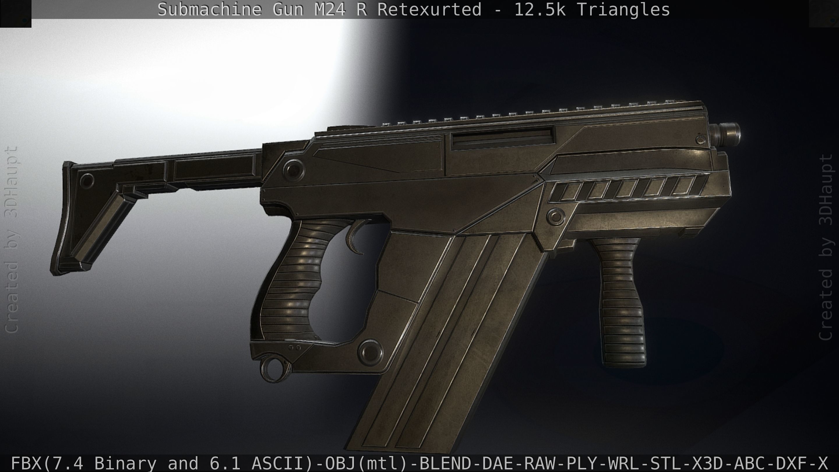 Submachine Gun M24 R Retexurted Low-poly 3D model_21