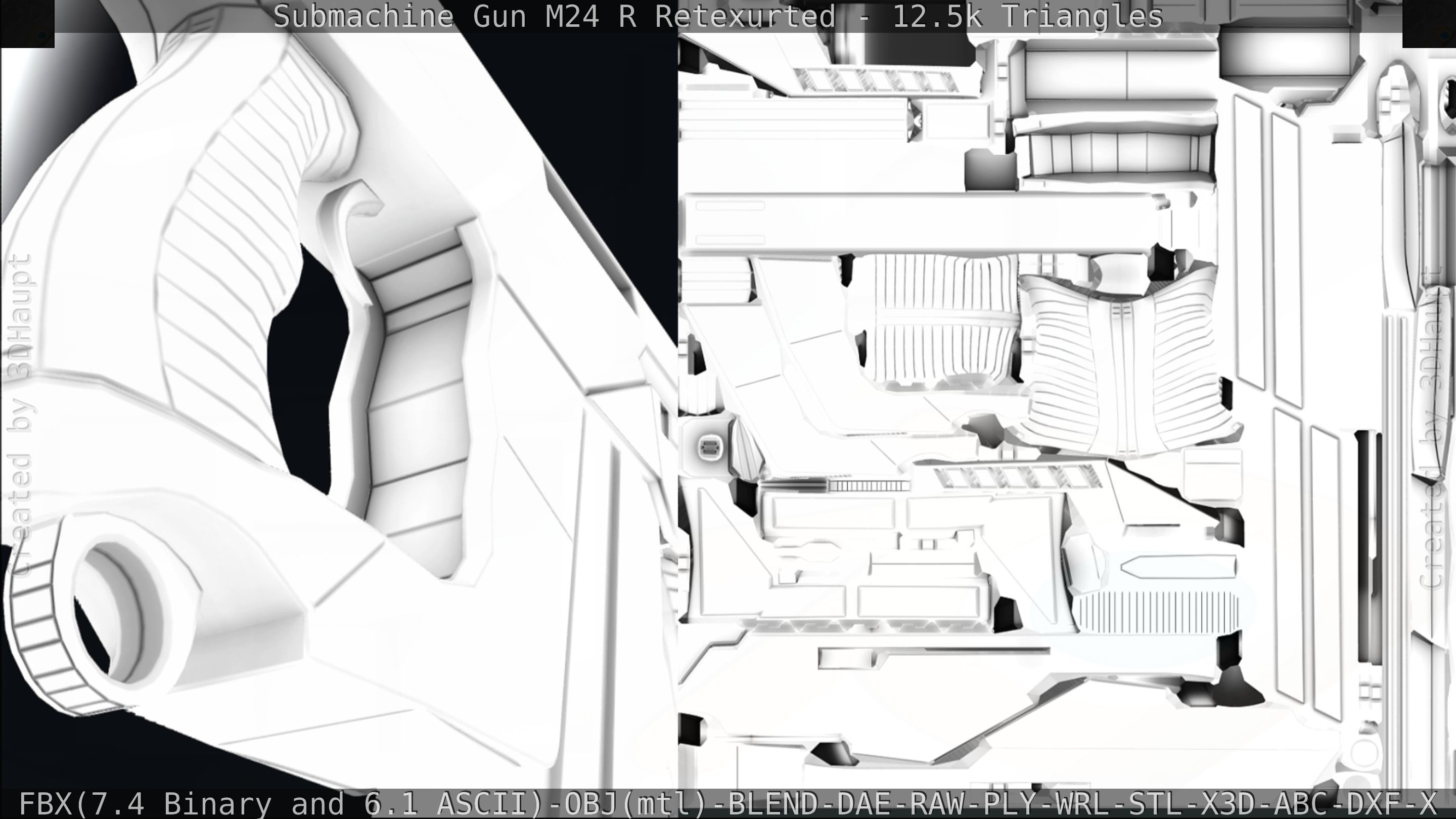 Submachine Gun M24 R Retexurted Low-poly 3D model_339