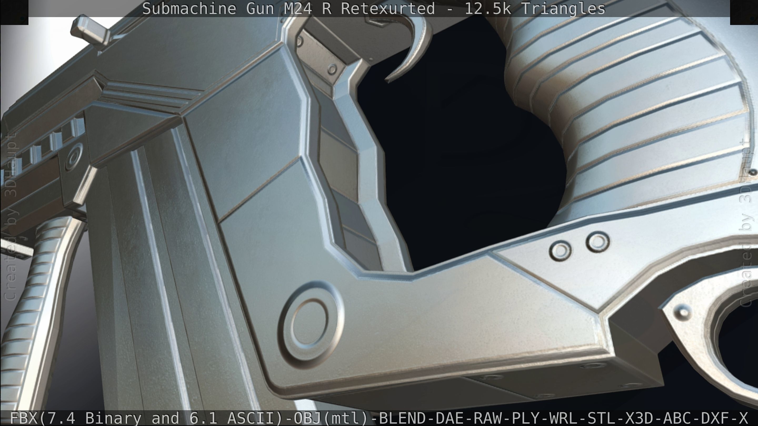 Submachine Gun M24 R Retexurted Low-poly 3D model_432