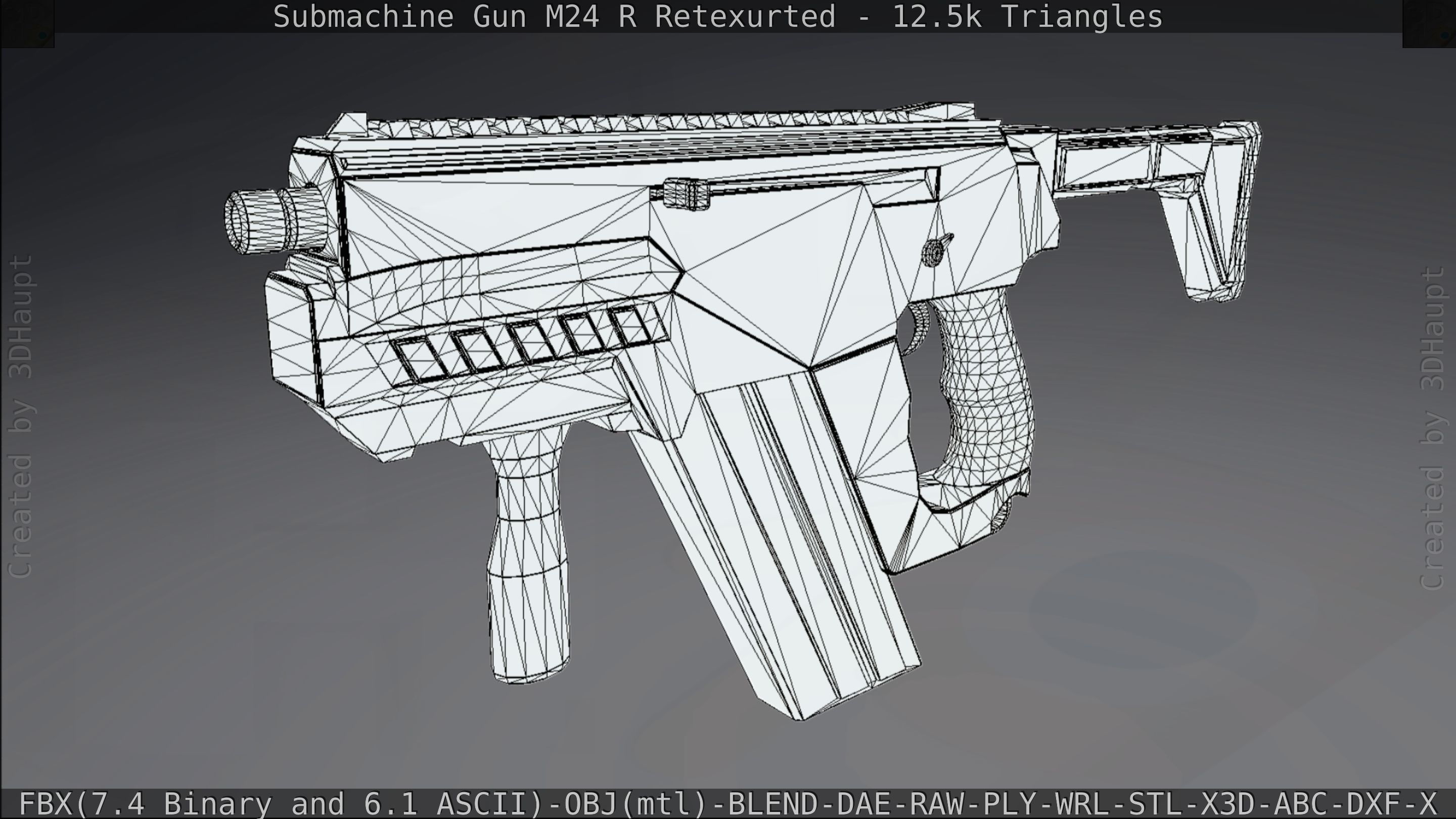 Submachine Gun M24 R Retexurted Low-poly 3D model_194