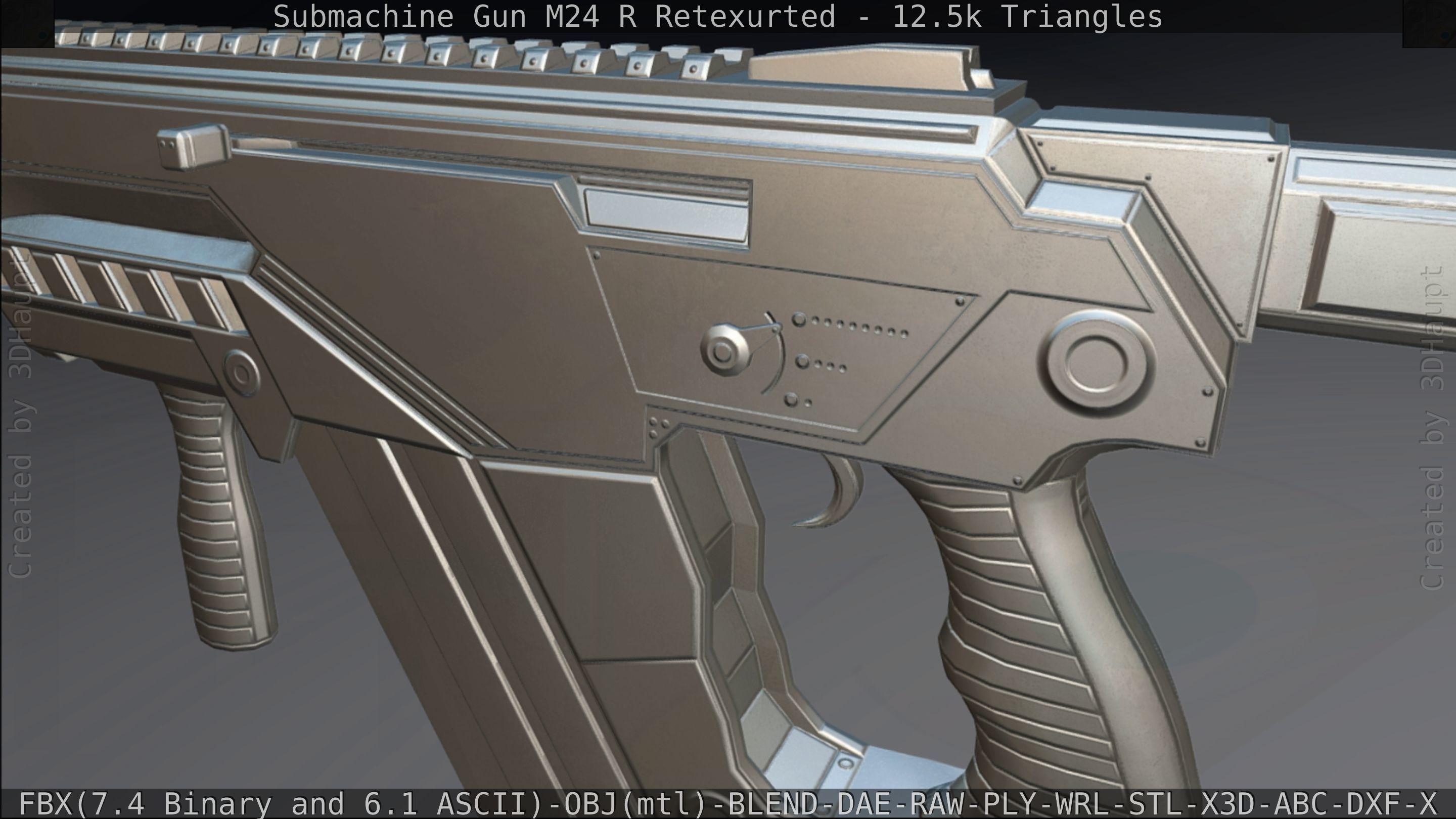 Submachine Gun M24 R Retexurted Low-poly 3D model_427