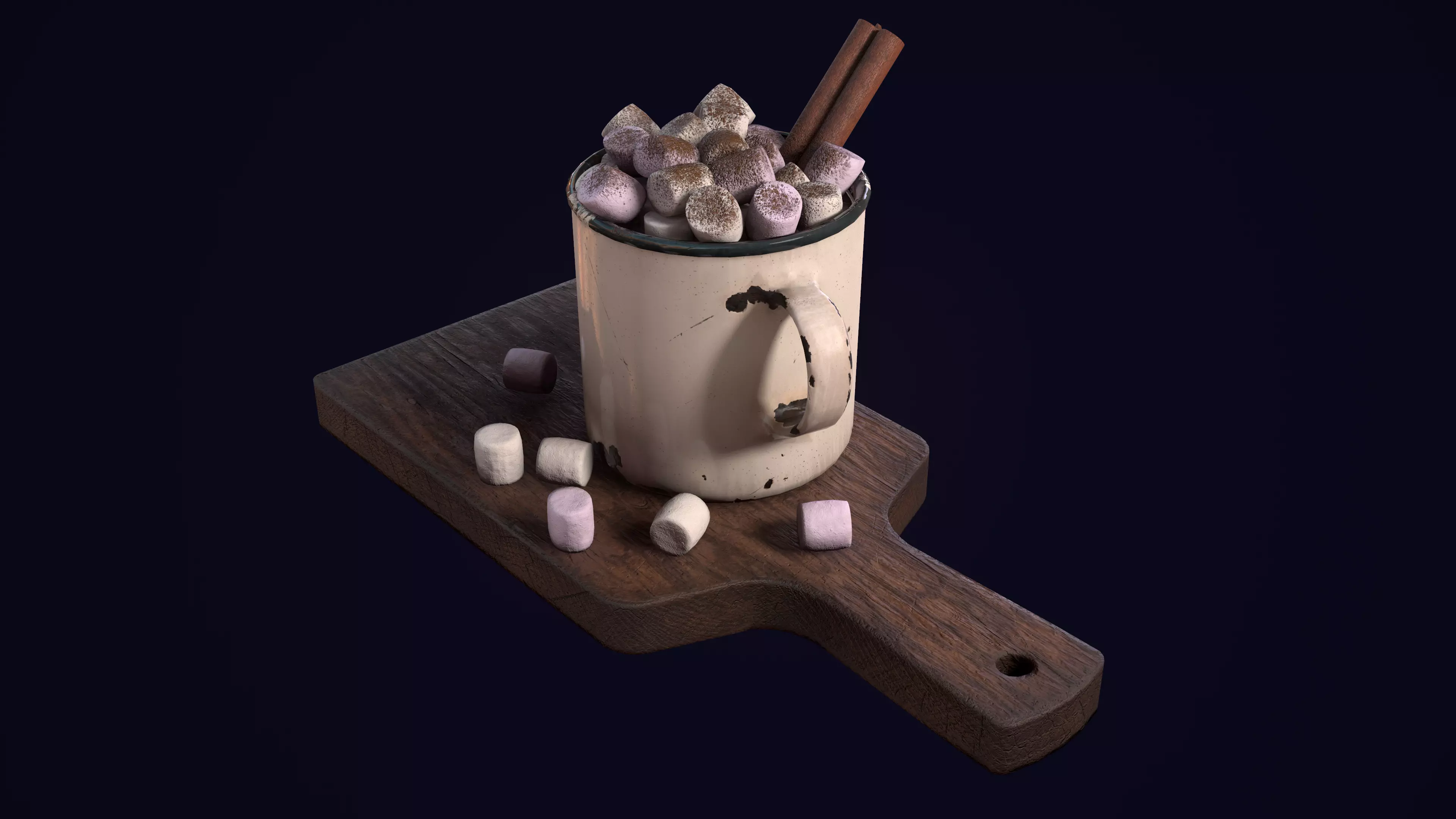 Hot Chocolate With Marshmallow - PBR Game Ready Low-poly 3D model