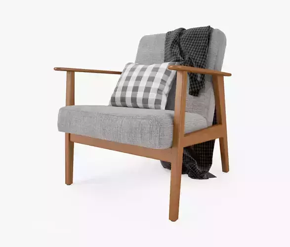 Chair armchair with plaid pillow