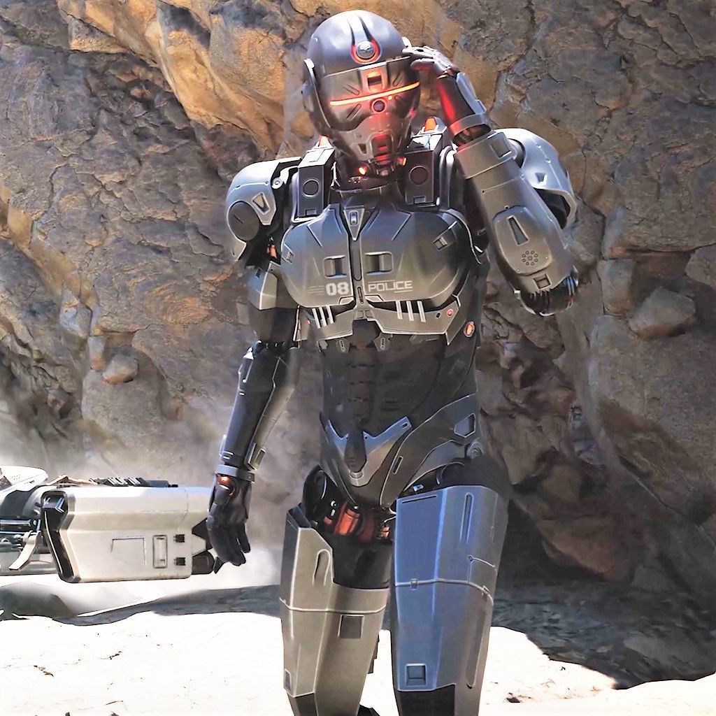 Android Sci-fi Police Robot soldier military 3D 3D model_7