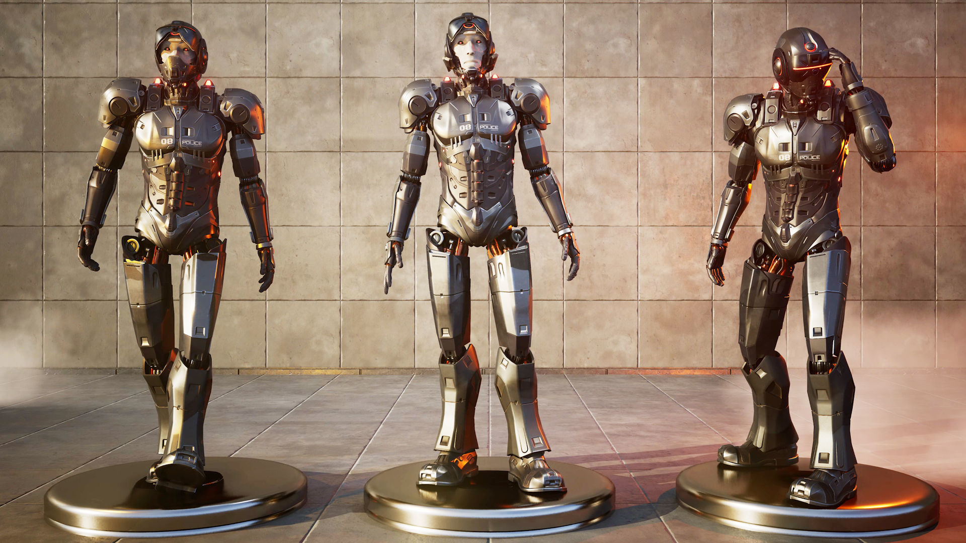 Android Sci-fi Police Robot soldier military 3D 3D model_5