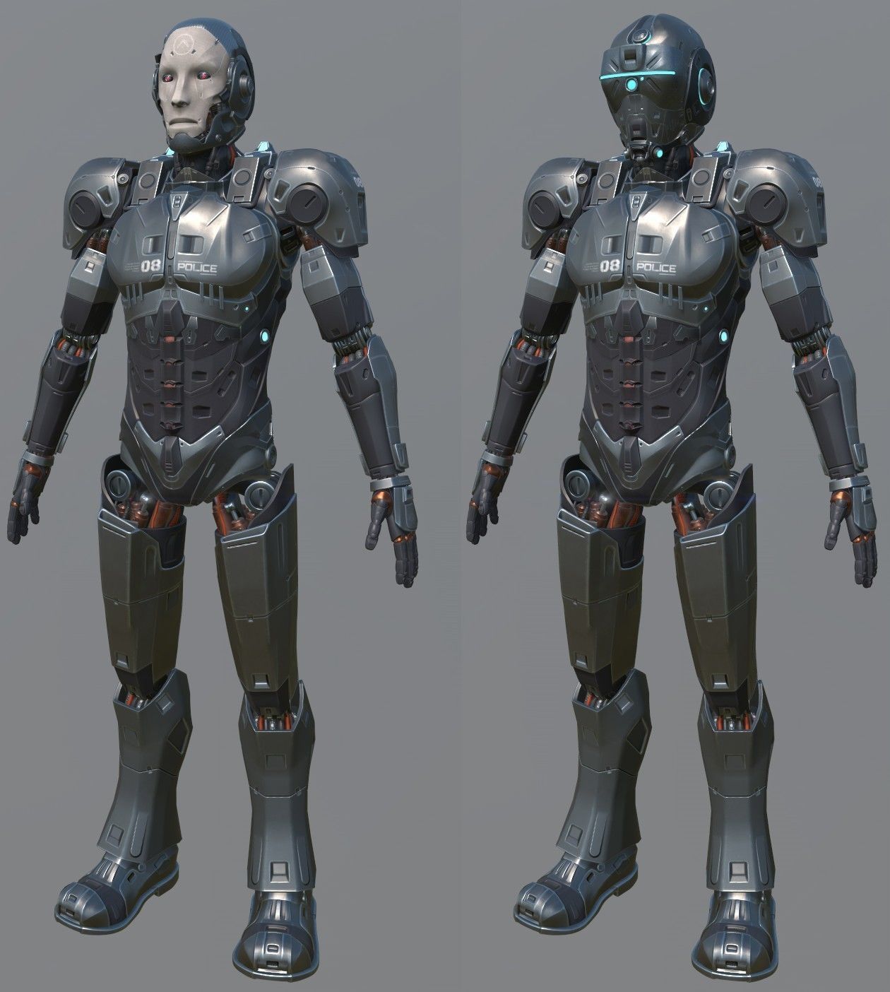 Android Sci-fi Police Robot soldier military 3D 3D model_6