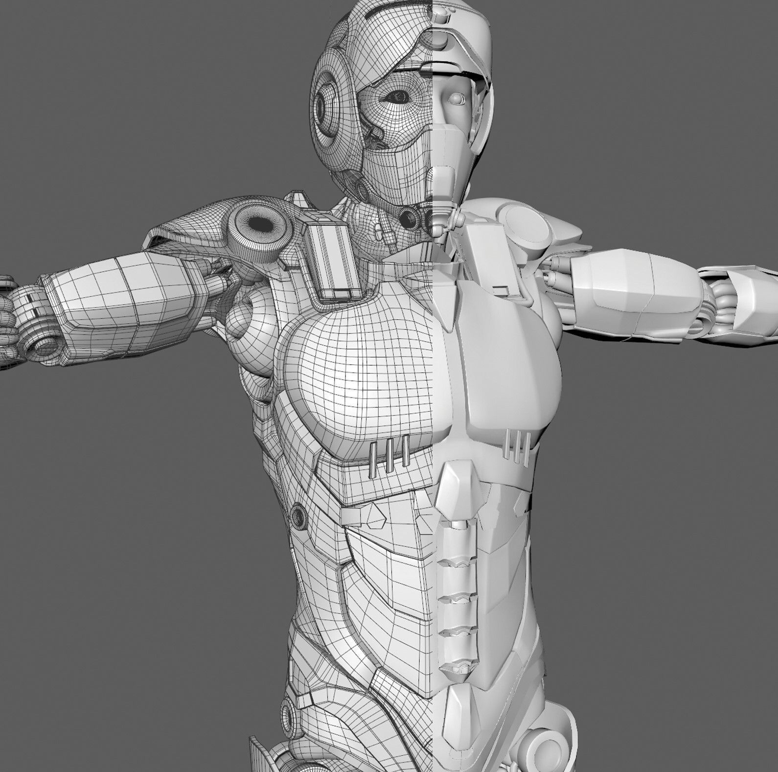 Android Sci-fi Police Robot soldier military 3D 3D model_9
