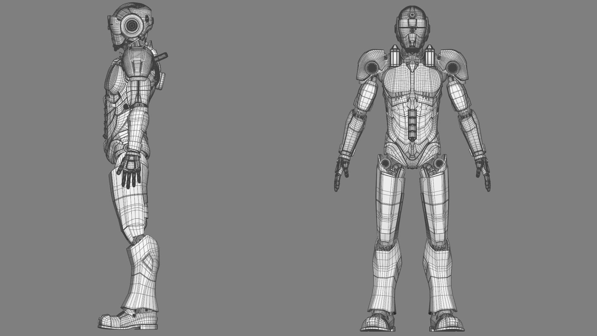 Android Sci-fi Police Robot soldier military 3D 3D model_10
