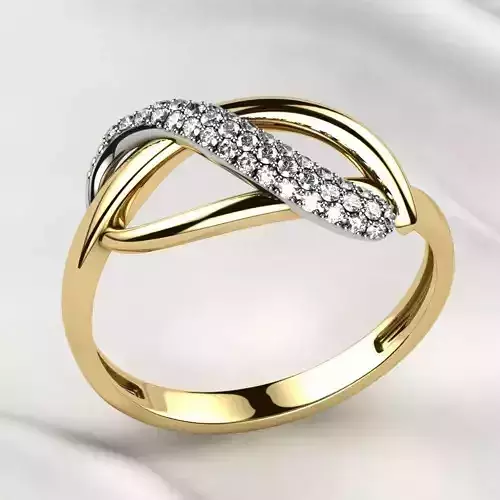 Rhodium Plating Pave Gems Gold Ring 3D print model