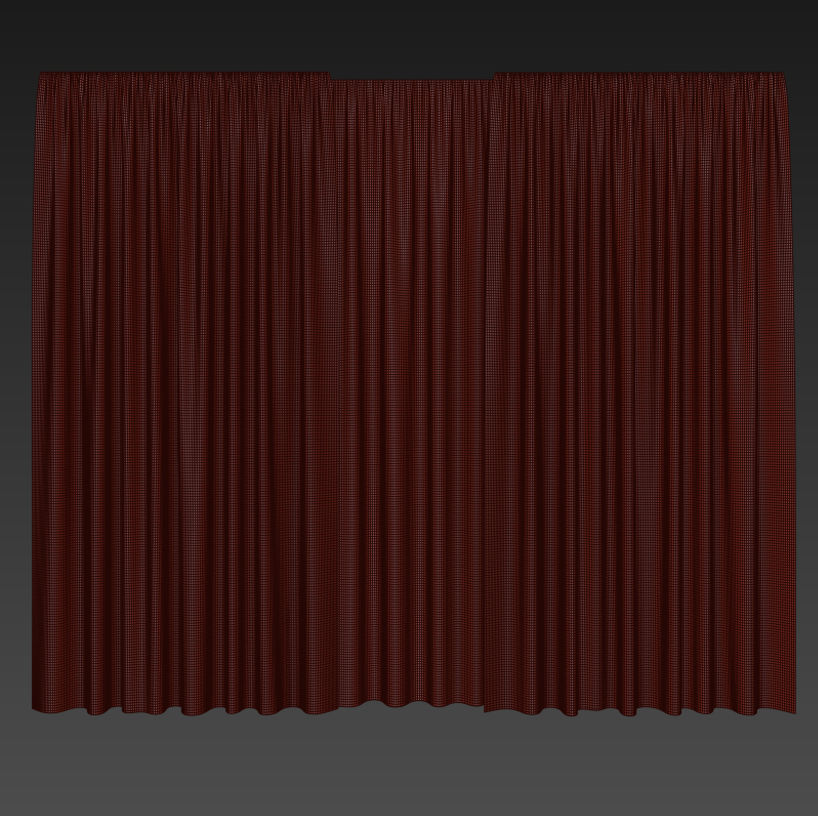 Curtain room with curtains and wooden floor Free 3D model_1