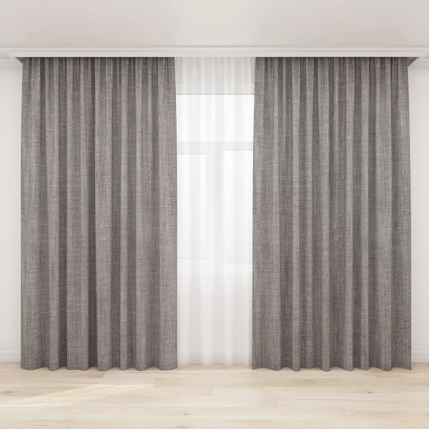 Curtain room with curtains and wooden floor Free 3D model_0