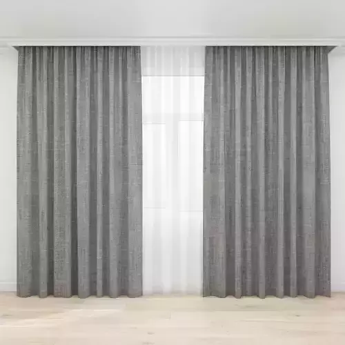 Curtain room with curtains and wooden floor Free 3D model