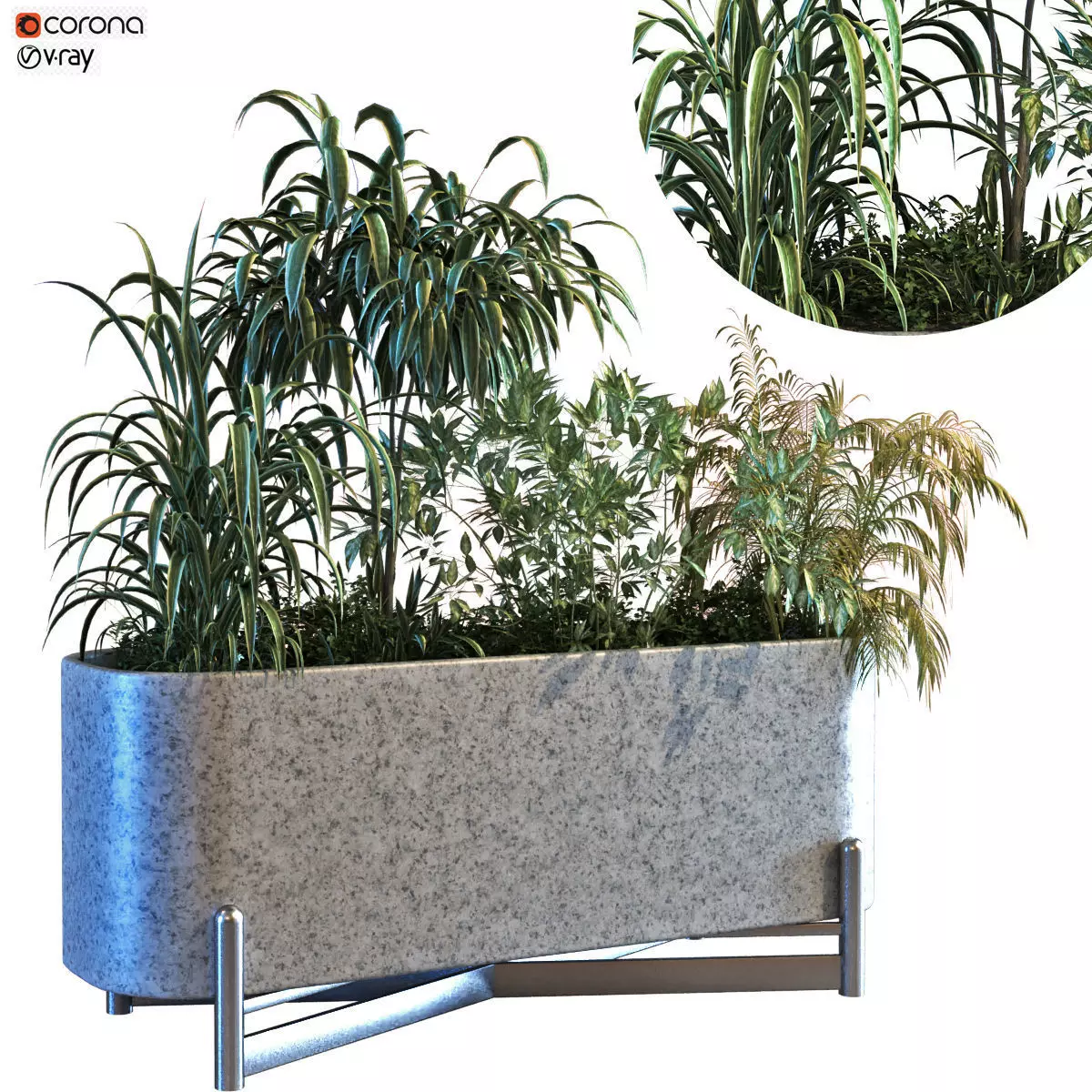 plant in box set 083 Low-poly 3D model_0