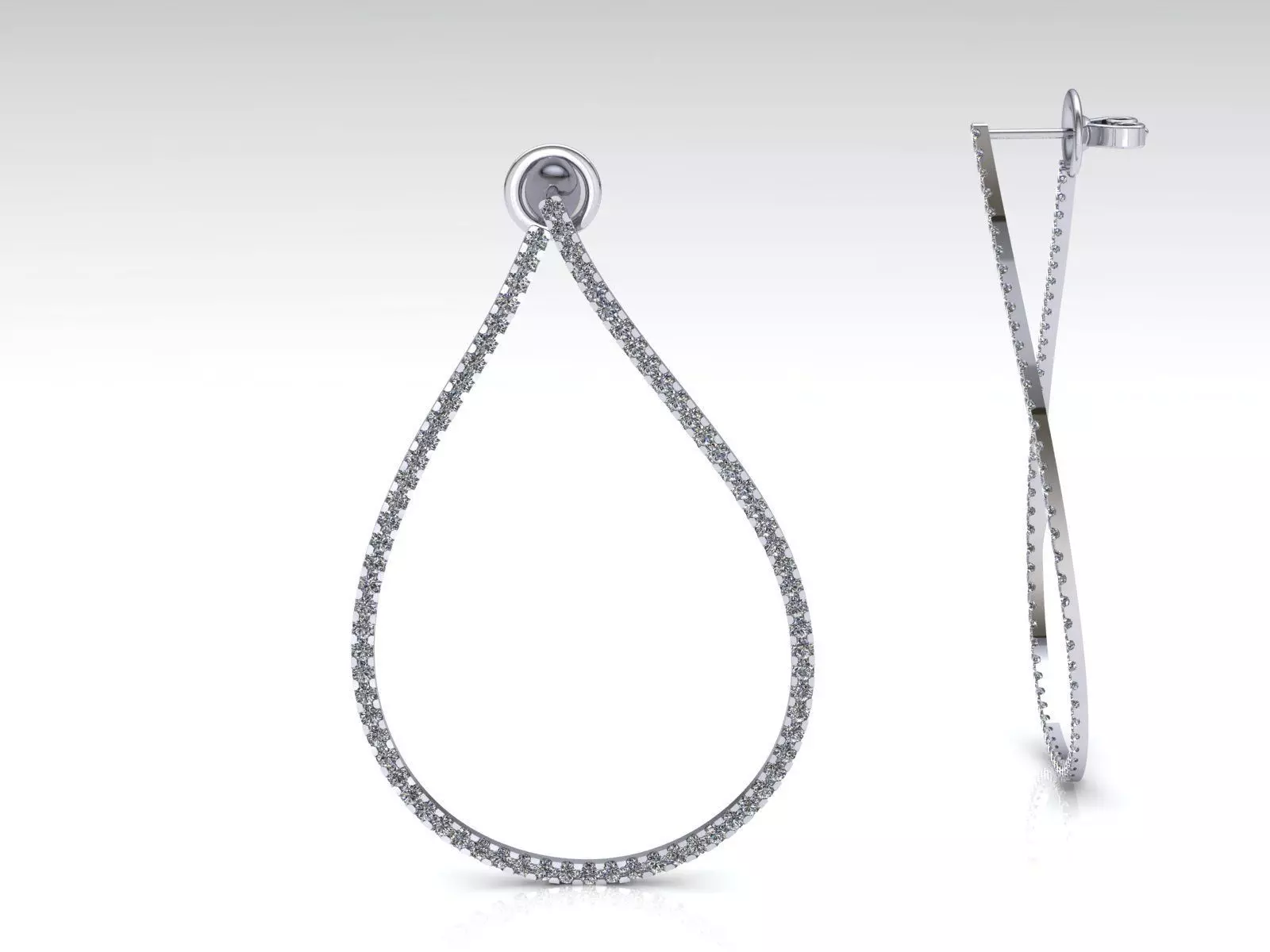Diamond Drop Earrings Diamonds 2 3D print model