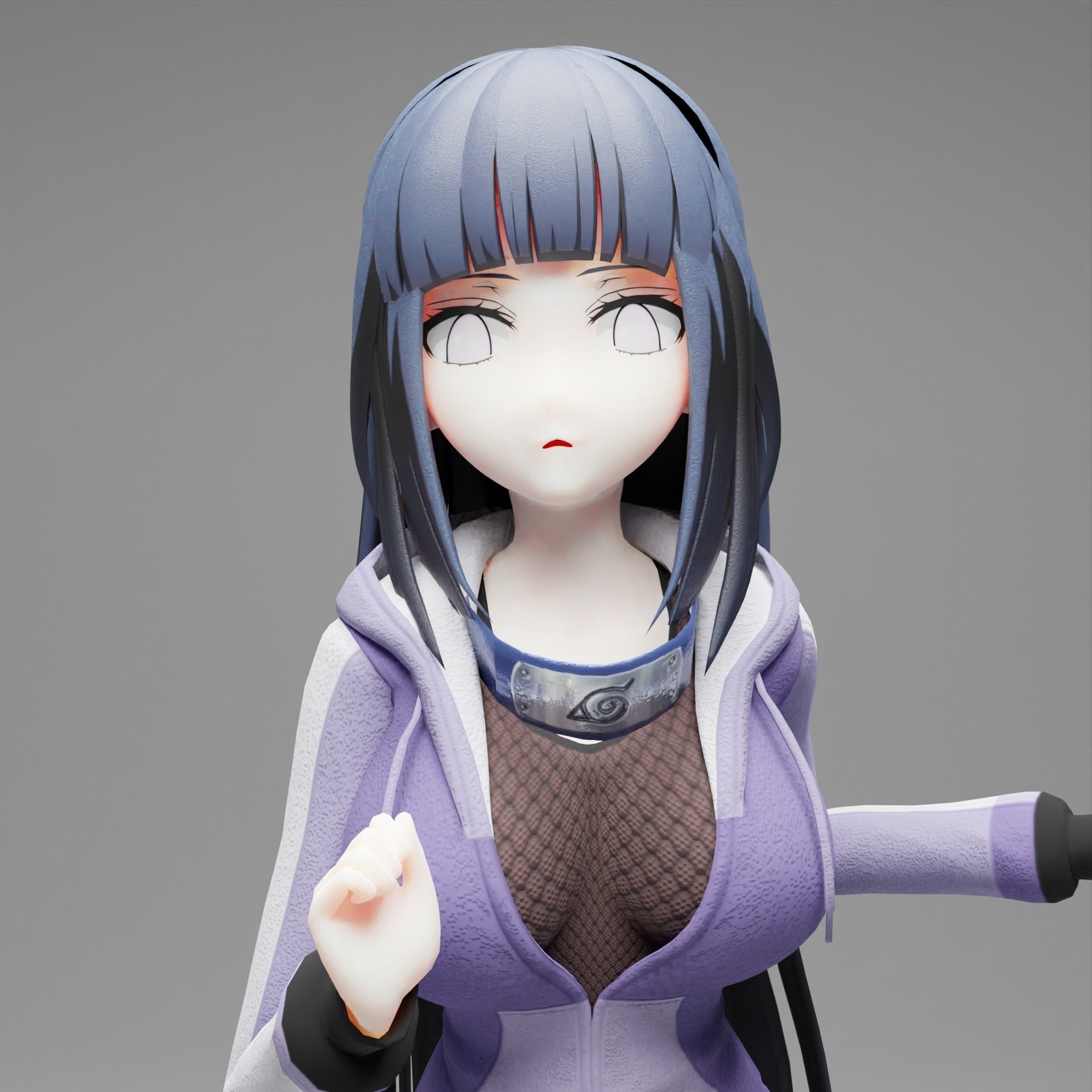 Hinata Hyuga rigged 3d model with running animation Low-poly 3D model_3