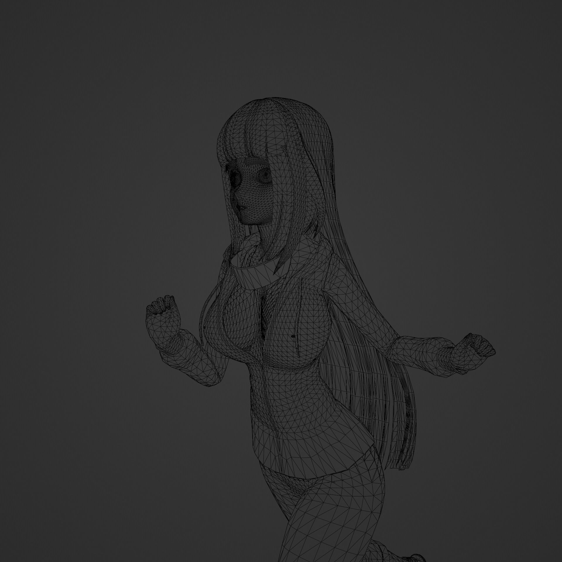 Hinata Hyuga rigged 3d model with running animation Low-poly 3D model_2
