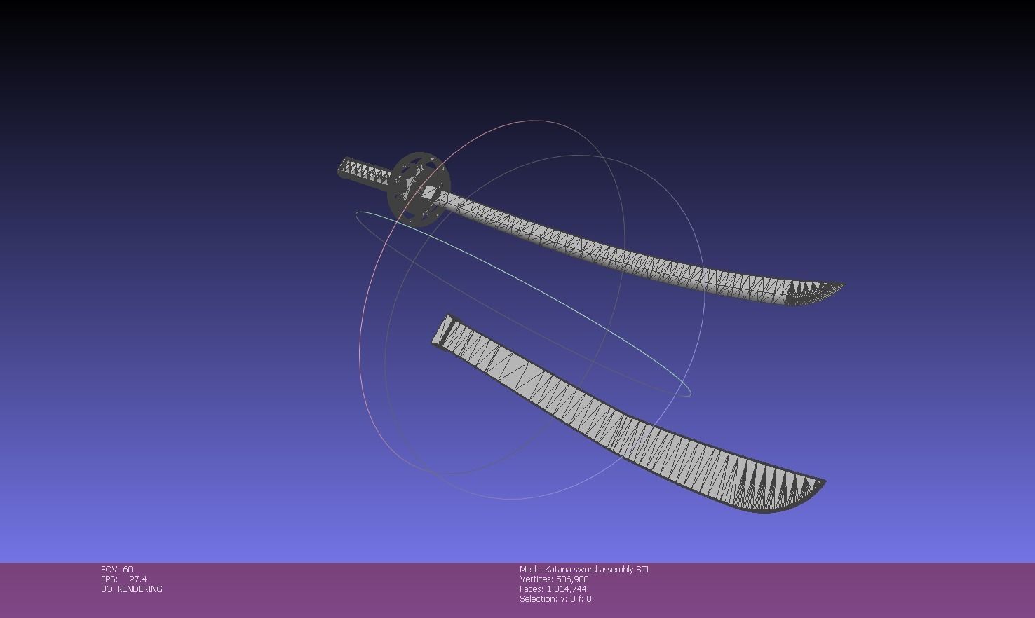 Weapon Katana Sword OBJ STL FBX 3d model Design in Solidworks 3D model_14
