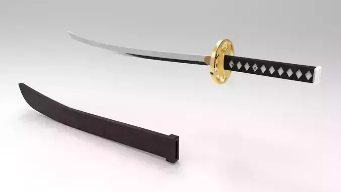 Weapon Katana Sword OBJ STL FBX 3d model Design in Solidworks