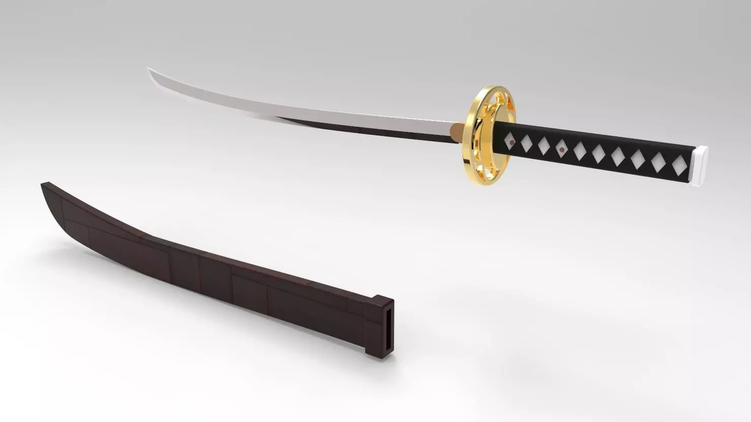 Weapon Katana Sword OBJ STL FBX 3d model Design in Solidworks 3D model_0