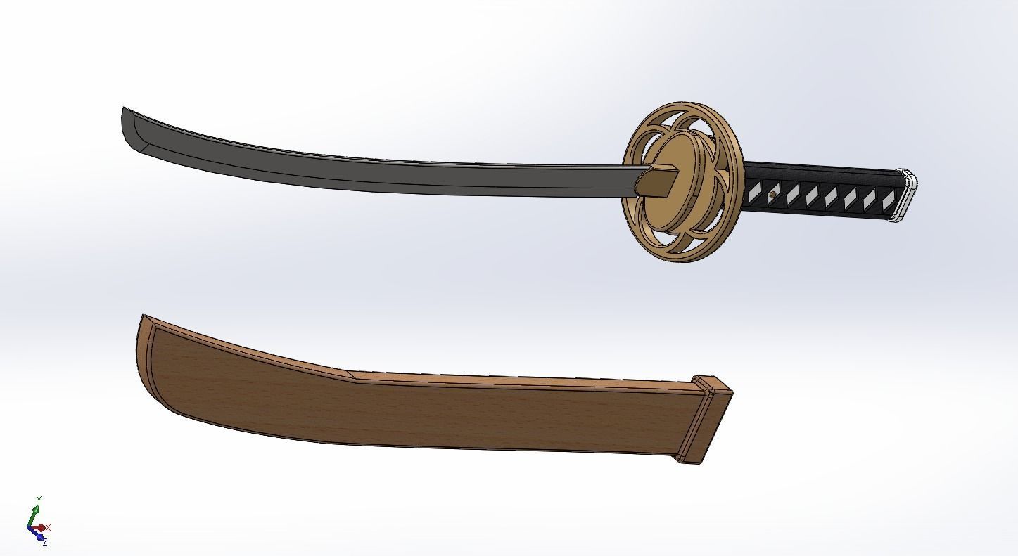 Weapon Katana Sword OBJ STL FBX 3d model Design in Solidworks 3D model_6