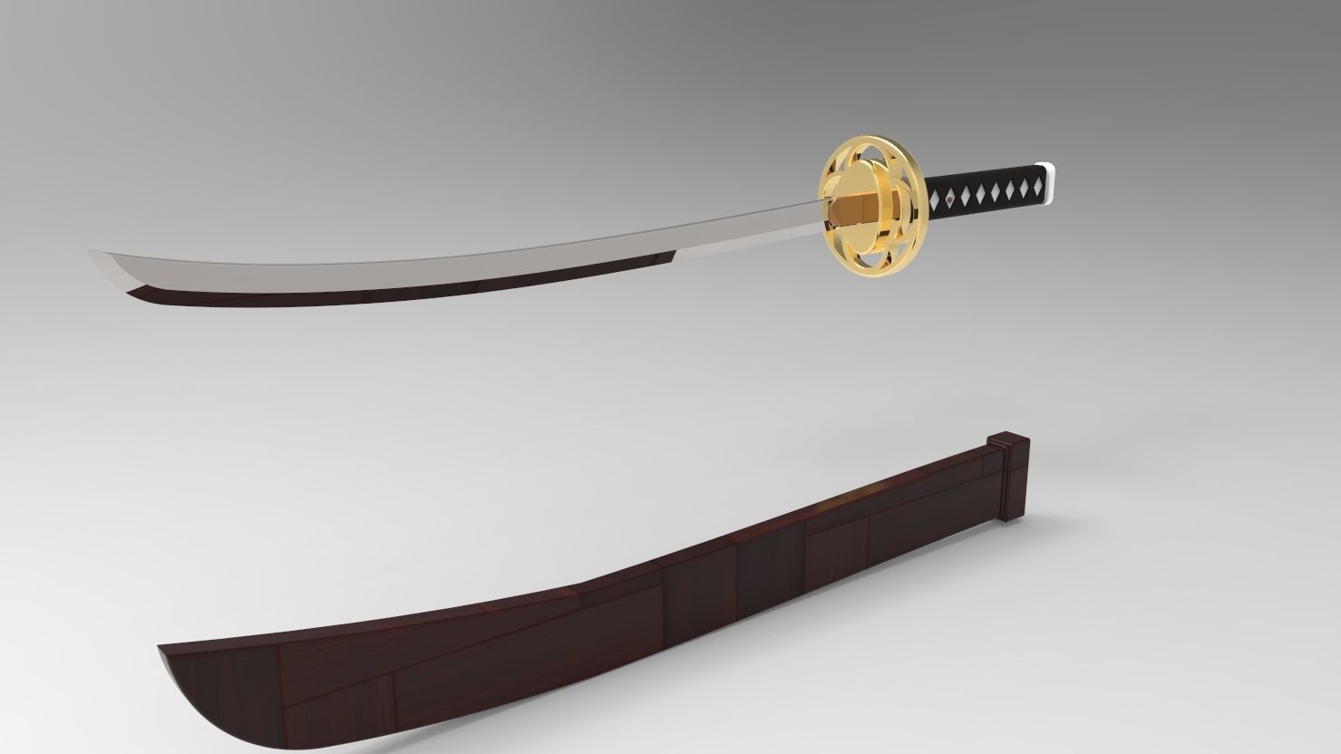 Weapon Katana Sword OBJ STL FBX 3d model Design in Solidworks 3D model_13
