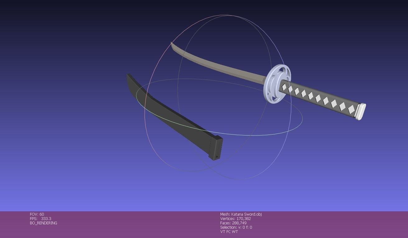 Weapon Katana Sword OBJ STL FBX 3d model Design in Solidworks 3D model_12