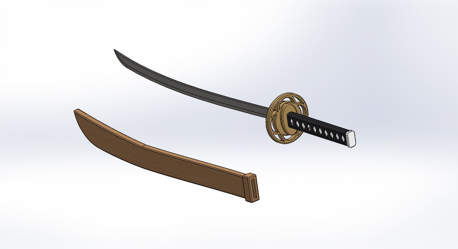 Weapon Katana Sword OBJ STL FBX 3d model Design in Solidworks 3D model_1