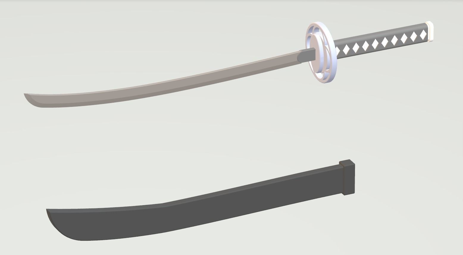 Weapon Katana Sword OBJ STL FBX 3d model Design in Solidworks 3D model_11