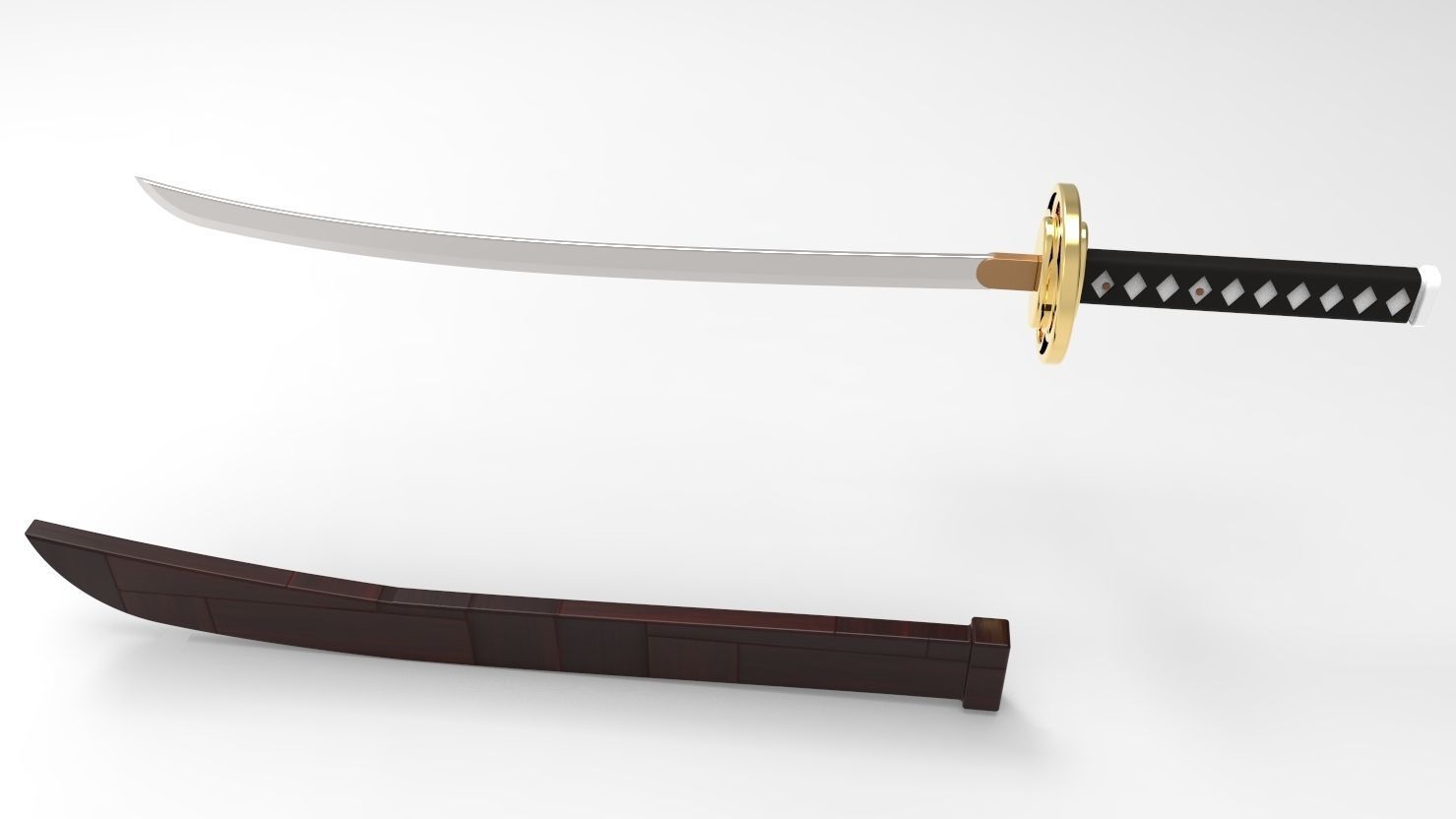 Weapon Katana Sword OBJ STL FBX 3d model Design in Solidworks 3D model_5