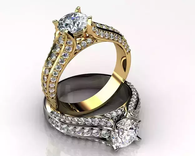 18K Gold Engagement Ring 3D print model