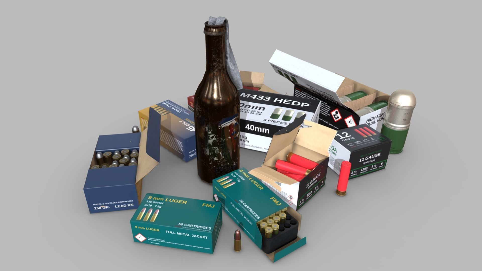 Ammunition Package Low-poly 3D model_2