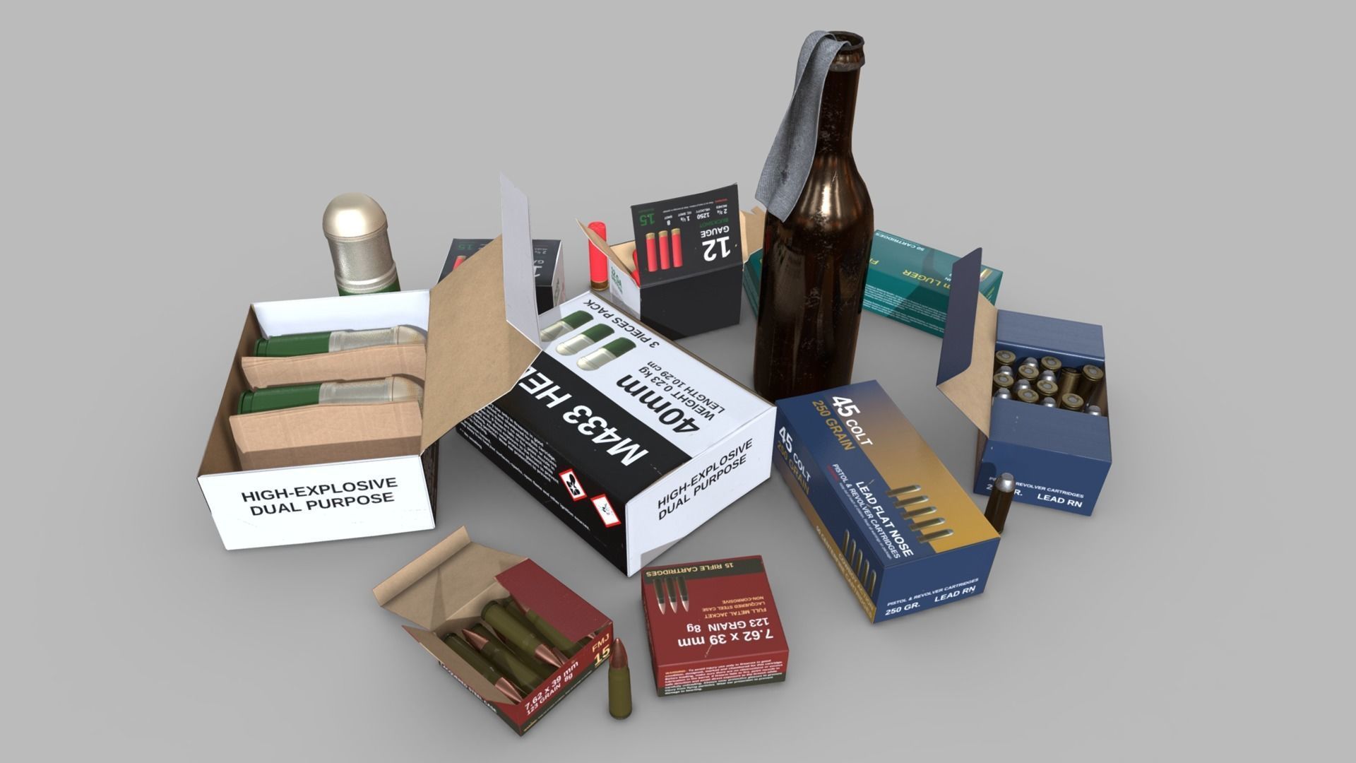 Ammunition Package Low-poly 3D model_3