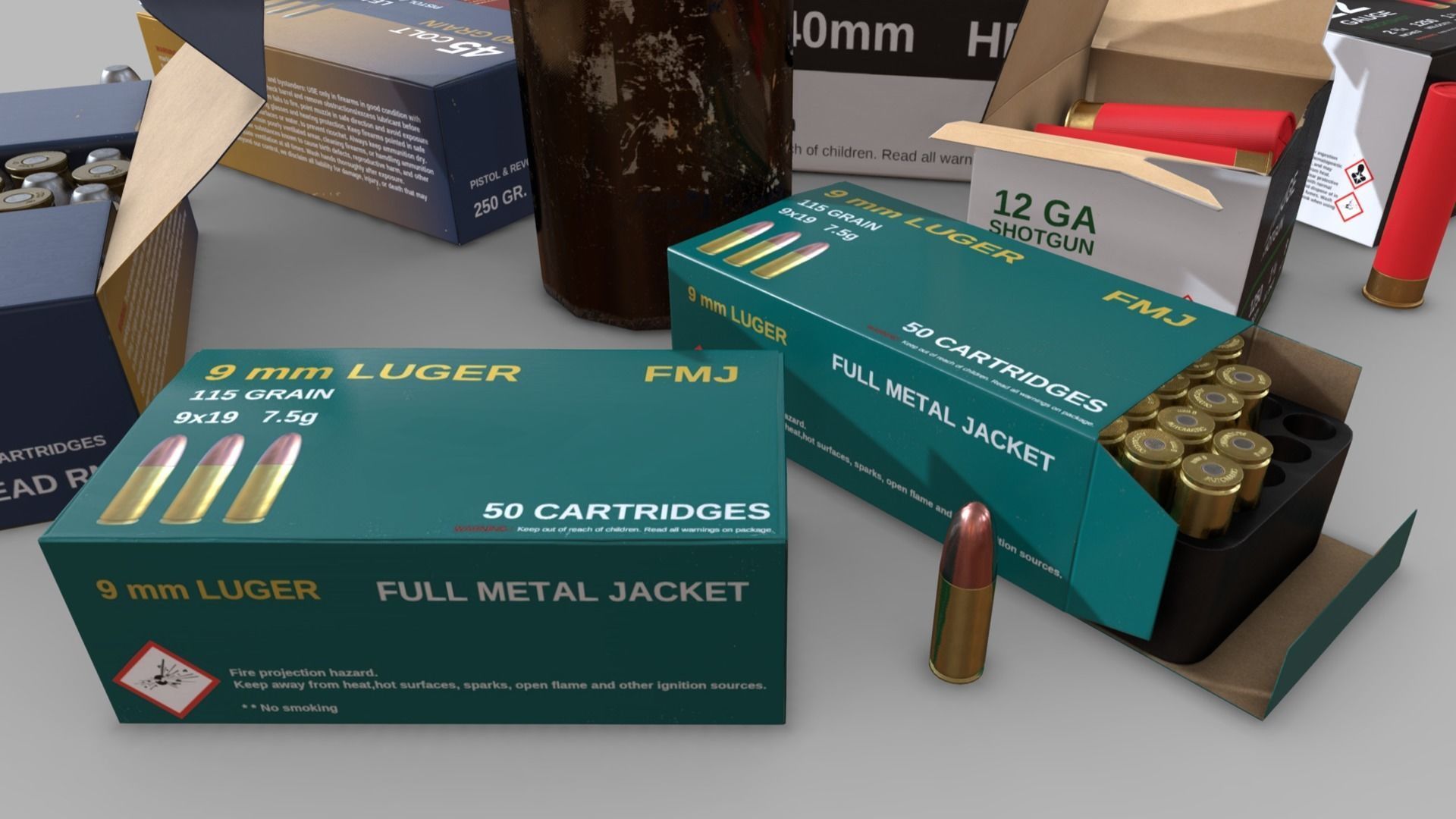 Ammunition Package Low-poly 3D model_7