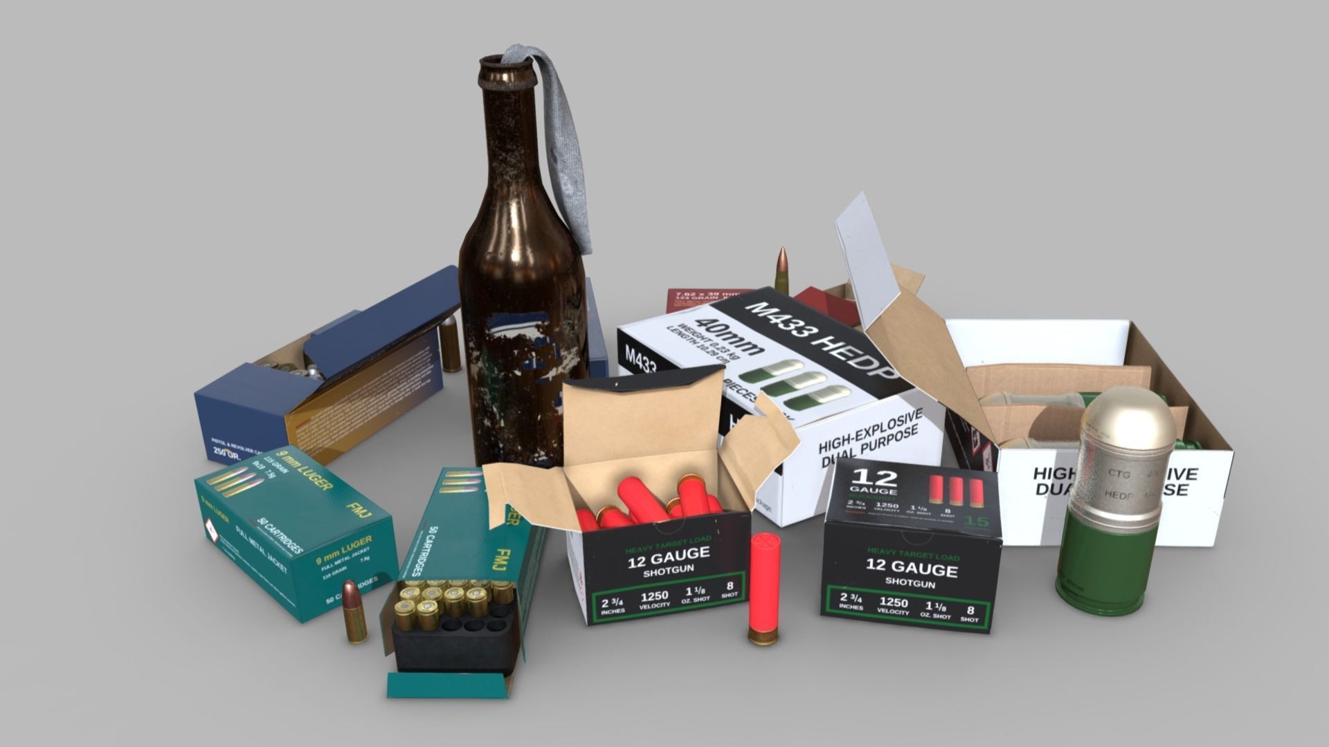 Ammunition Package Low-poly 3D model_1