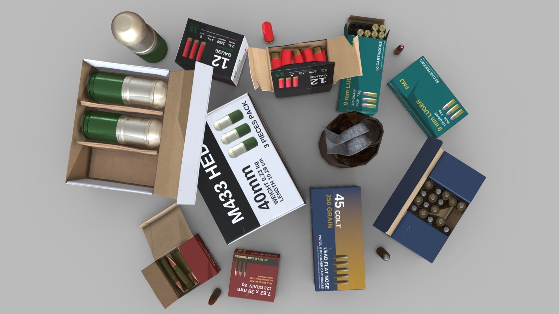 Ammunition Package Low-poly 3D model_4