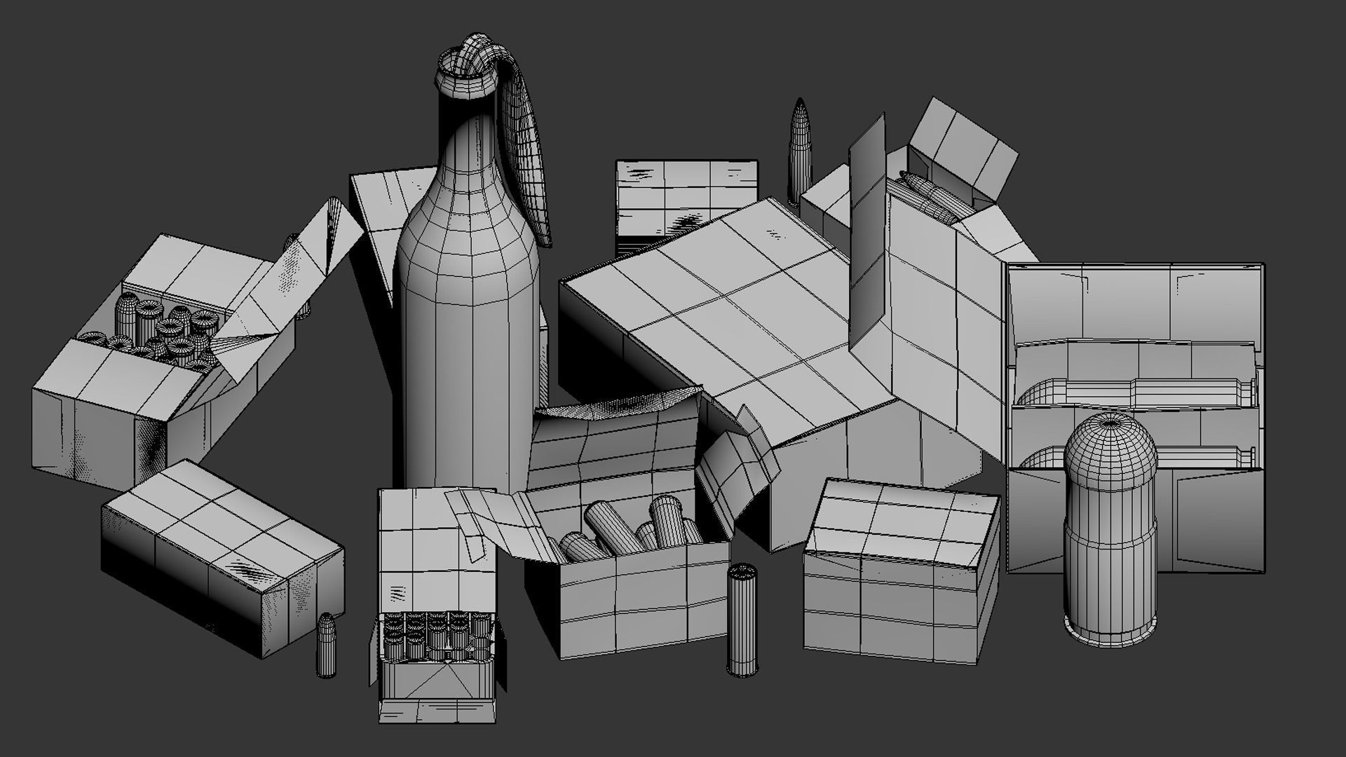Ammunition Package Low-poly 3D model_10