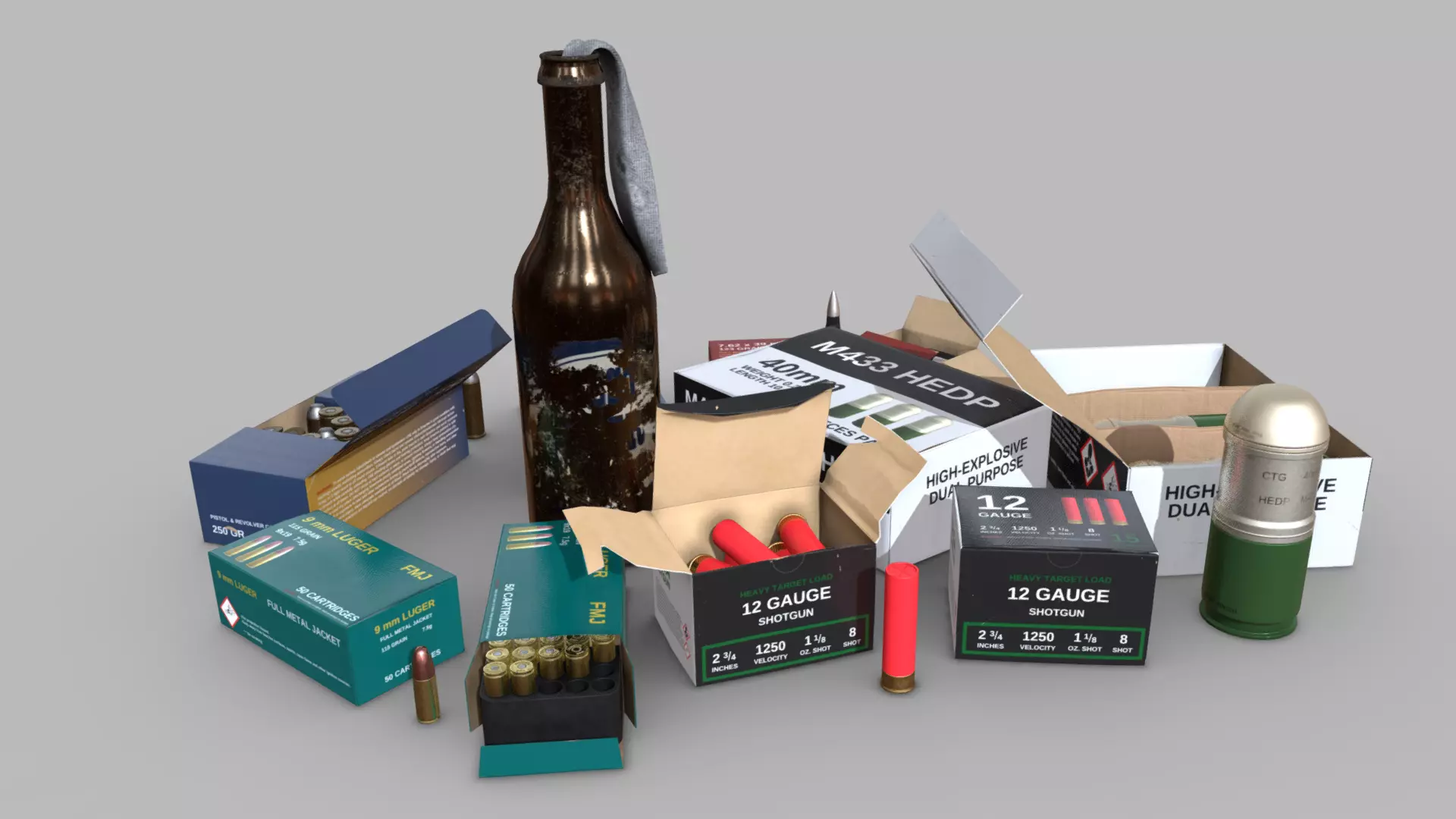 Ammunition Package Low-poly 3D model_0