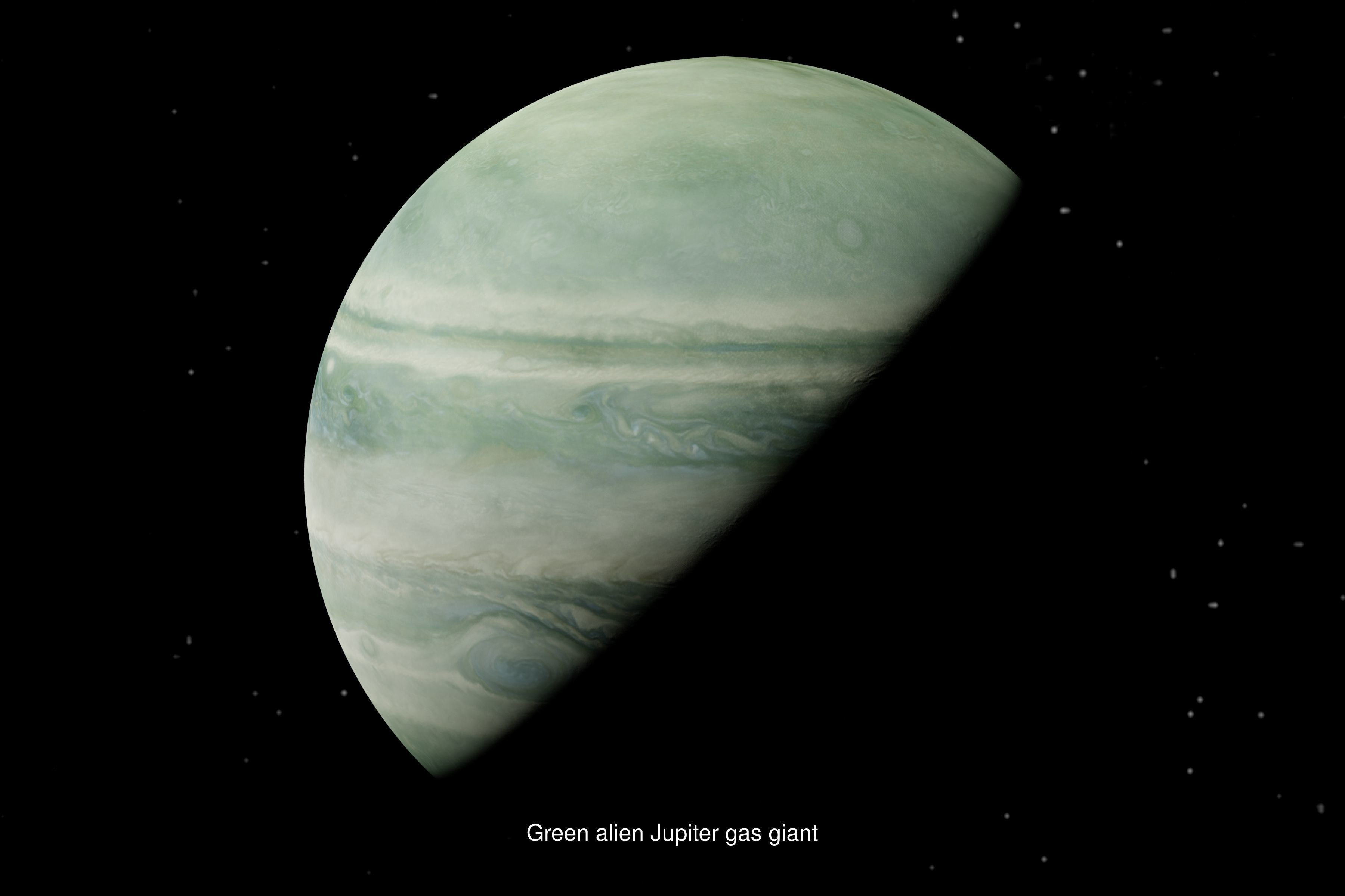 White rotating space habitat with green gas giant 3D Model Collection_4