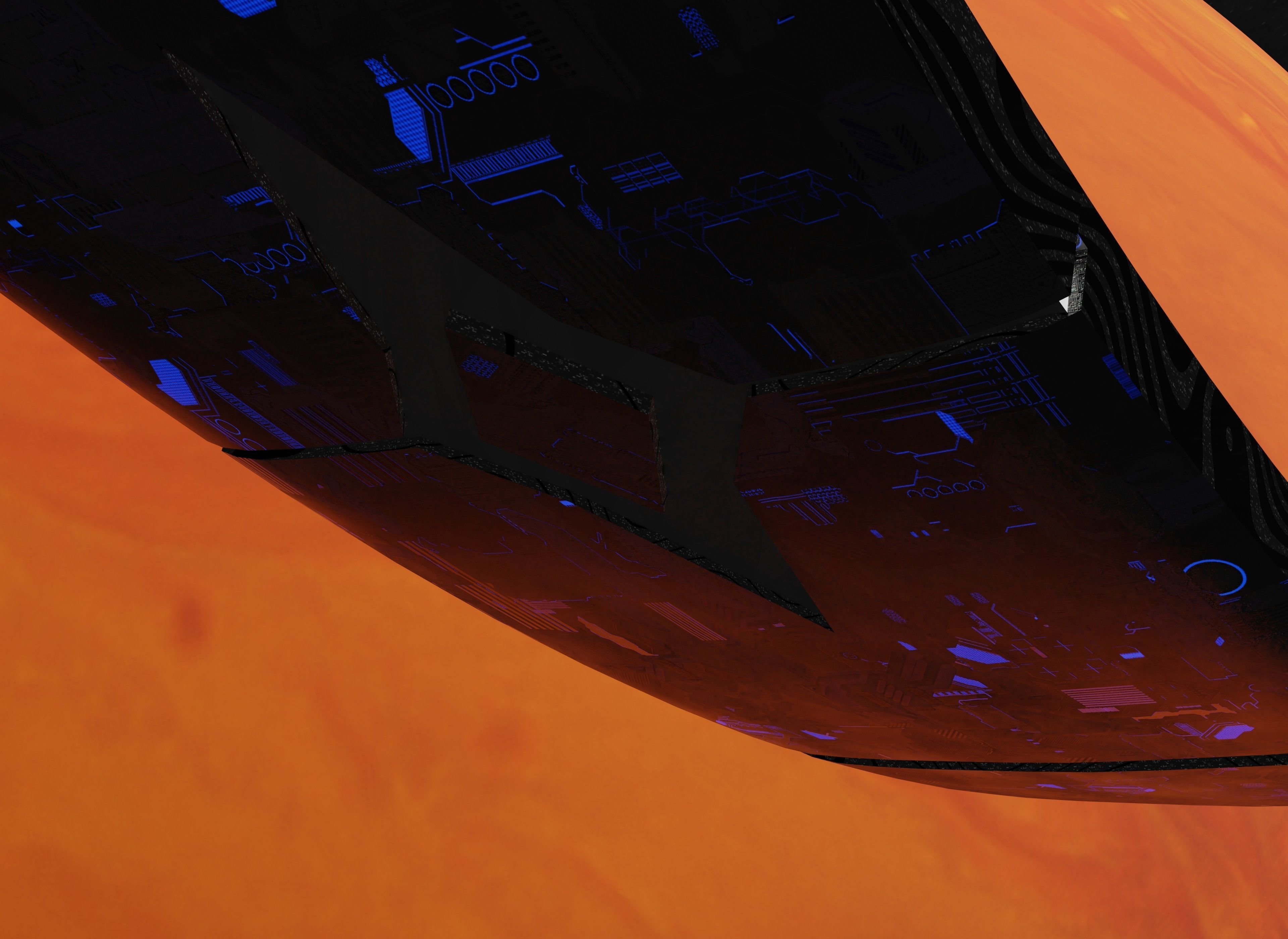 White rotating space habitat with red gas giant 3D Model Collection_5