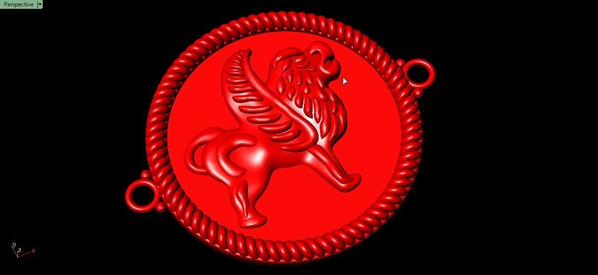 Ancient lion pendant 3D print model_11