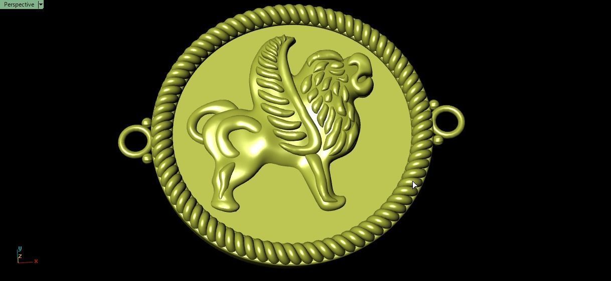 Ancient lion pendant 3D print model_13