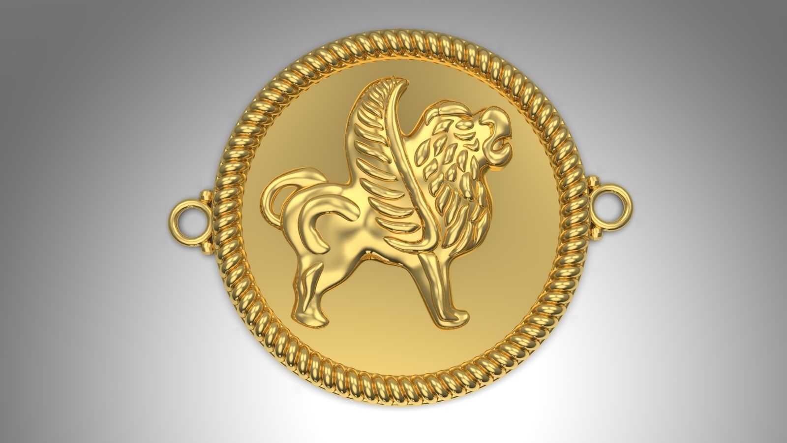Ancient lion pendant 3D print model_1