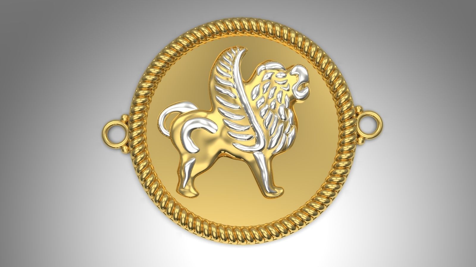 Ancient lion pendant 3D print model_3
