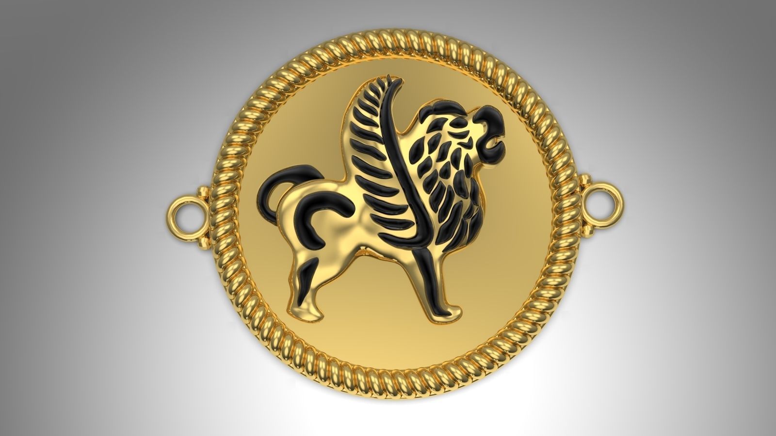 Ancient lion pendant 3D print model_2