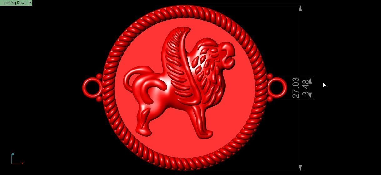 Ancient lion pendant 3D print model_8